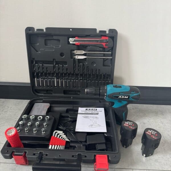 ADM Sladdlös skruvmejsel + 2 batterier Set med 77 LED-element