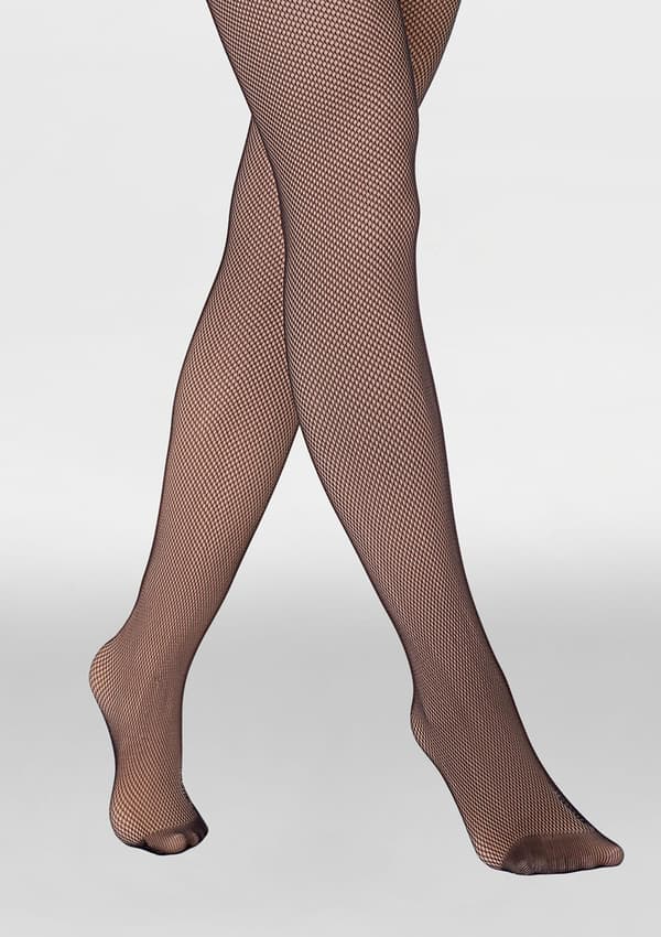 Strømpebukser fishnet med isoleret for - Charly F07 1/2 SORT/BEIGE