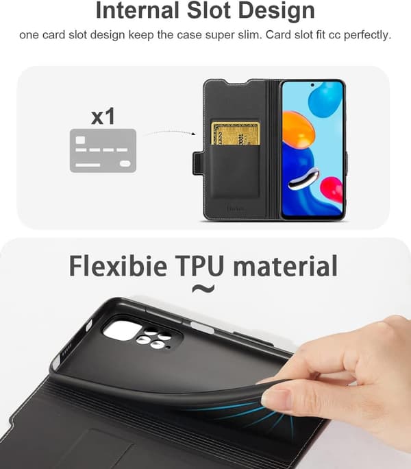 ETUI TIL XIAOMI REDMI NOTE 11/NOTE 11S PU LÆDER SORT MED FLAP