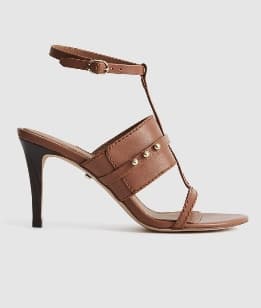 REISS BRUN LÆDER HØJHÆL SANDALER 39 WLC
