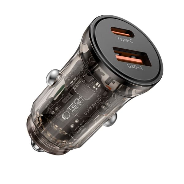 TECH-PROTECT CC01 2-PORTS BILOPLADER PD30W/QC3.0 SORT