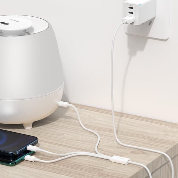Baseus Superior Series 3-i-1 USB-kabel, USB til micro-USB / USB-C / Lightning, 3,5A, 1,5 m (hvid)