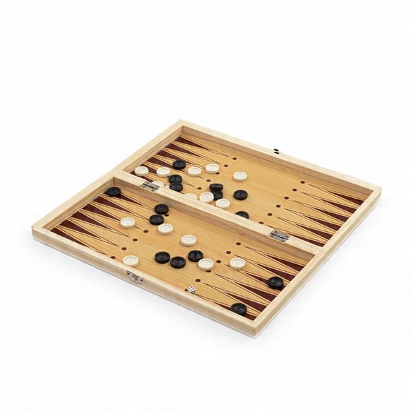 Skakspil, dam, backgammon, 3 i 1, træ, magnetisk, Be-active.pl
