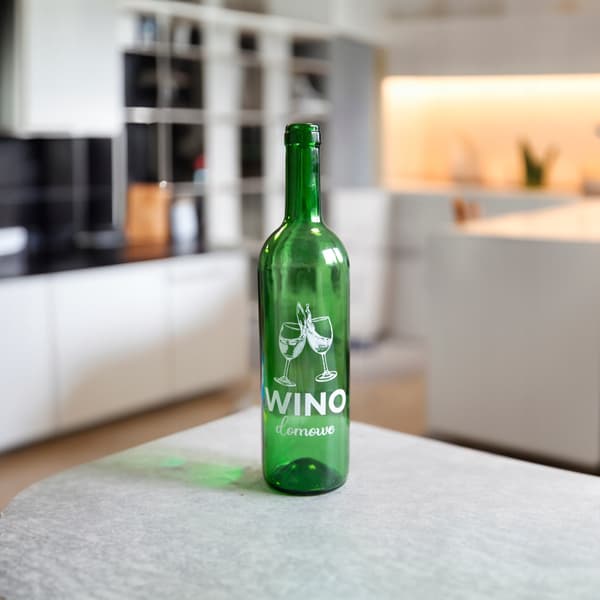 Vinflaska MED TRYCK 0,75l HEM VIN glasflaskor GRÖNA 750ml