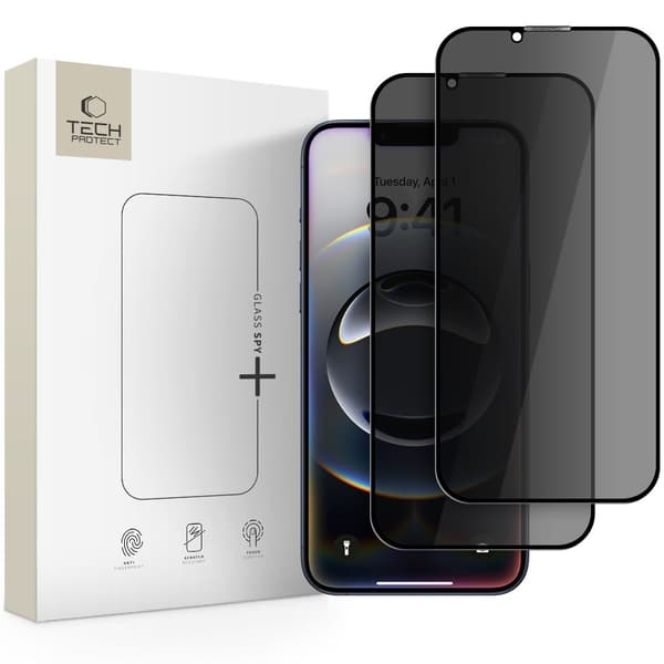 TECH-PROTECT GLAS SPY+ 2-PAK IPHONE 13 / 13 PRO / 14 / 16E PRIVATLIV