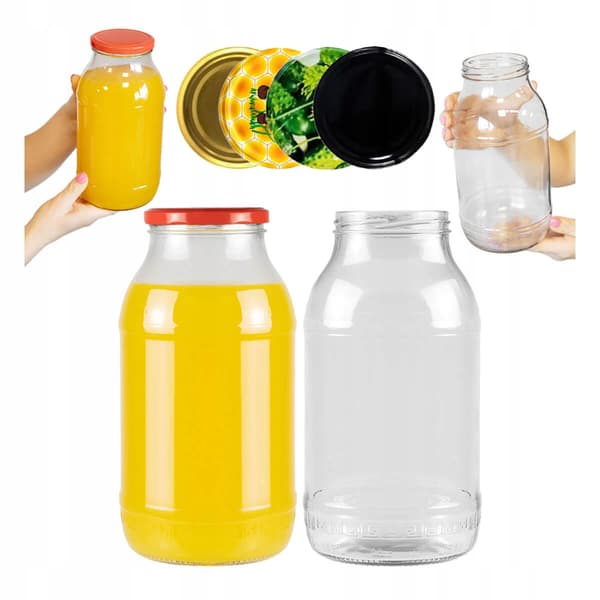 6X GLAS 2L KRUS TIL KONSERVERING, LIKØR, HONNING
