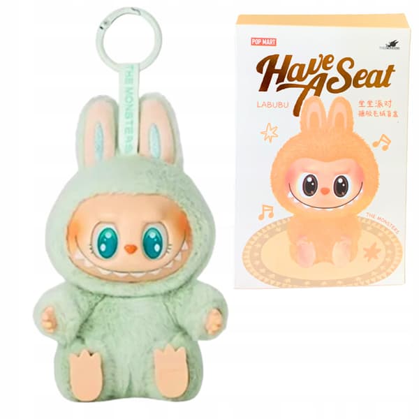 Maskot Docka Nyckelring Lilldocka Figur Plusch Överraskning Låda Sitter