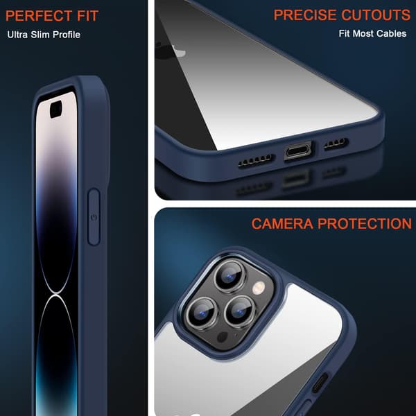 SILIKONE ETUI BLÅ GLAS 9H TIL APPLE IPHONE 14 PRO A2890 A2650