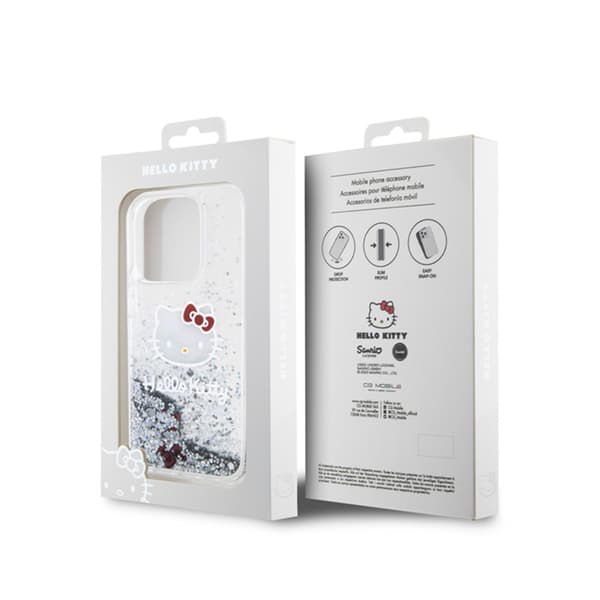 Hello Kitty Liquid Glitter Charms Kitty Head - iPhone 14 Pro Max cover (sølv)