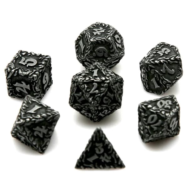 Whispering Forest RPG-tärningar, set med 7 metalltärningar