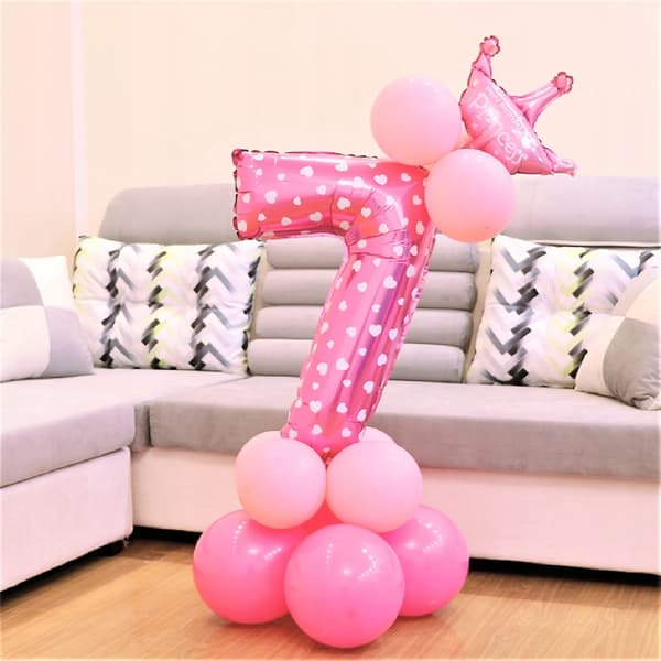 Set med rosa ballonger nummer 7, 1 set