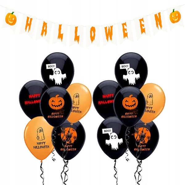 Halloween-sæt, balloner, banner