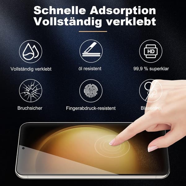 2x 9H hærdet glas til Samsung Galaxy S23 fuldglas