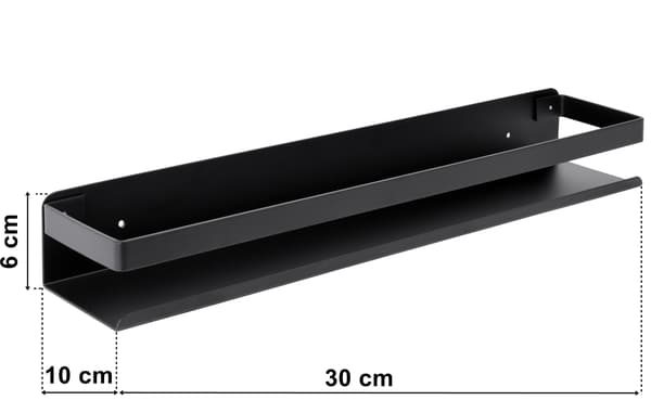 Megara loft badeværelseshylde 30 cm sort
