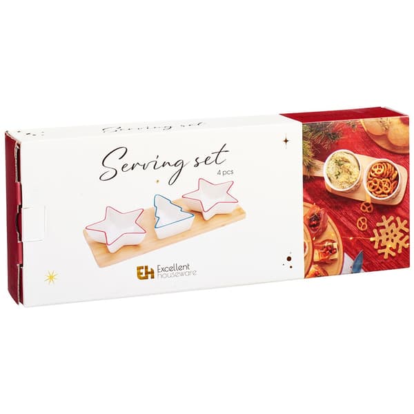 Porslins snackskålar på bricka 4 delar