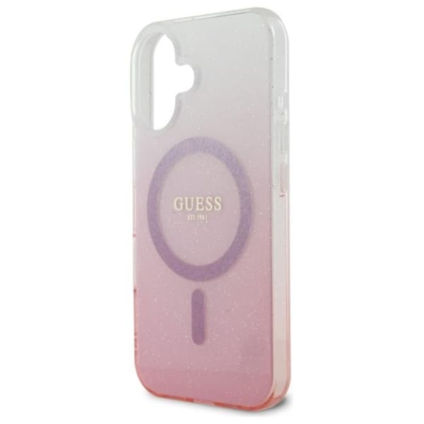 Guess IML Glitter Gradient MagSafe - iPhone 16-skal (rosa)