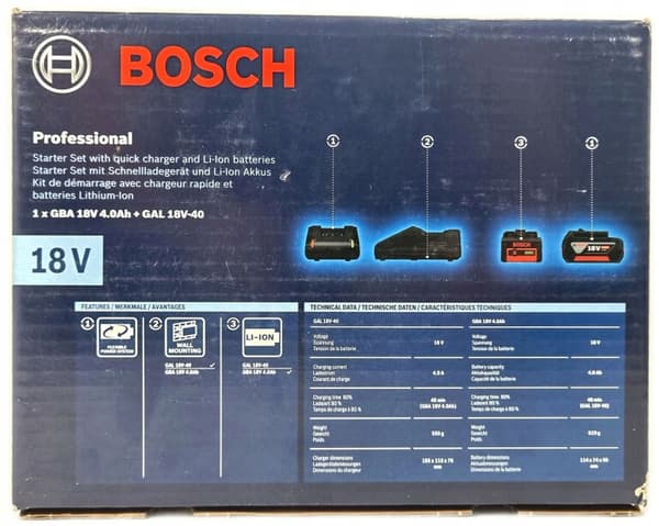 BOSCH BATTERI GBA 4,0AH + OPLADER GAL 18V-40