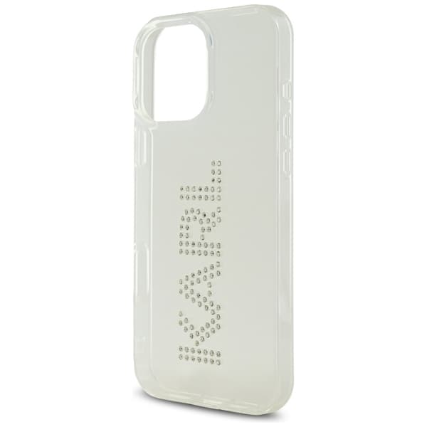 Karl Lagerfeld IML Strass Logo iPhone 16 Pro -kotelo, läpinäkyvä