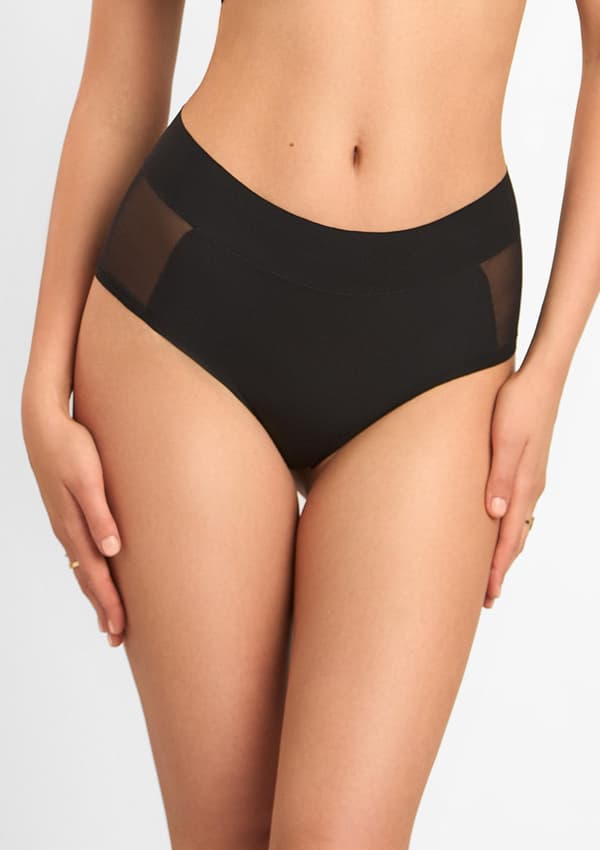 Högsittande trosor i elastisk jersey - Wonderful New L BLACK