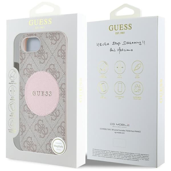 Guess 4G Circle Classic Logo MagSafe - Etui til iPhone 16e (lyserød)