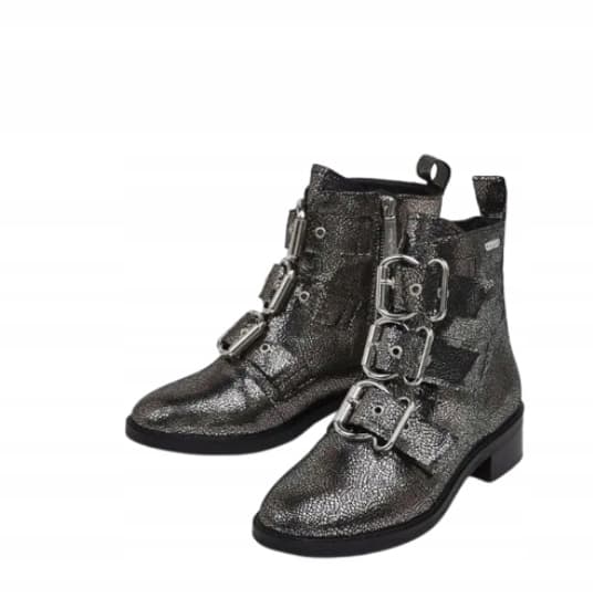 Pepe Jeans dam silverläderstövlar med spänne storlek 37