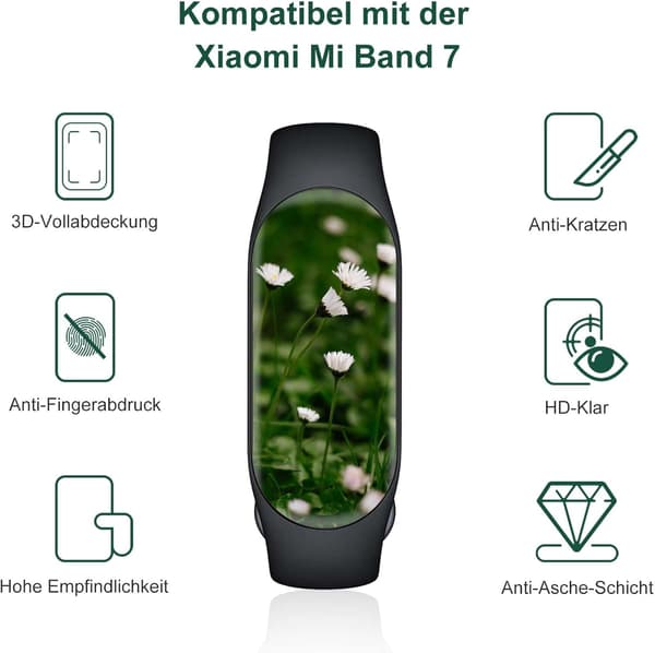 ETUI TIL SMARTWATCH-FOLIE TIL XIAOMI MI BAND 7 SORT RAMME 2 STK.
