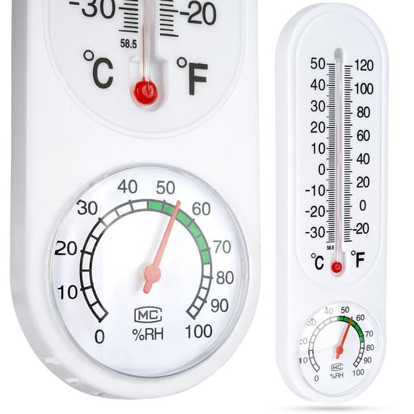 Termometer med hygrometer hvid 22 cm