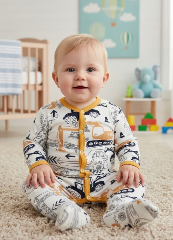 Poikien pyjama kaivinkoneilla