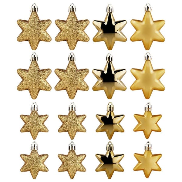 Julkulor oförstörbara stjärnor guld 6/5 cm 16 st