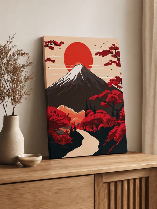 MALING EFTER TAL MED RAMME Billeder til maleri - Fuji-bjerget 40x50 cm