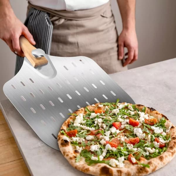 Pizzaspade perforerad 30,5x35,5 cm rostfritt stål hopfällbar FÖR UGN