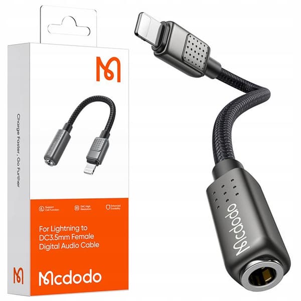 MCDODO LIGHTNING MINI JACK ADAPTER 3,5 MM KABEL TIL IPHONE 13 14