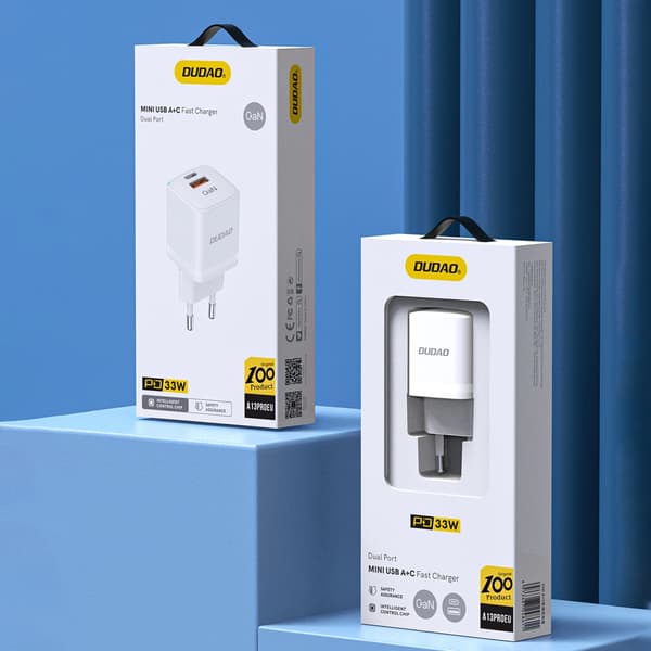 Dudao A13Pro GaN 33W PPS USB C/USB Vægoplader - Hvid
