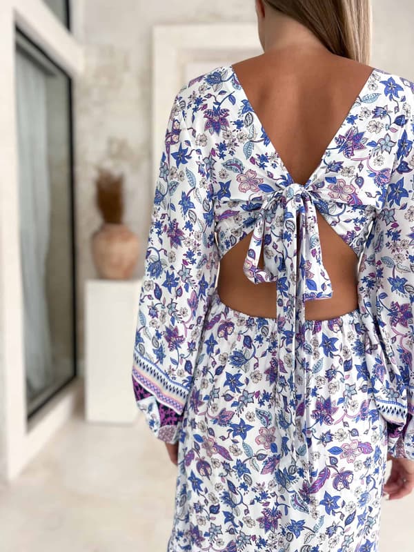 pitkä boho heilurimekko violetti