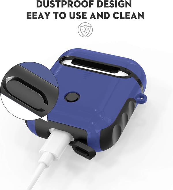 HÅRDT SILIKONEETUIS TIL AIRPODS 1/2 BLÅ SORT