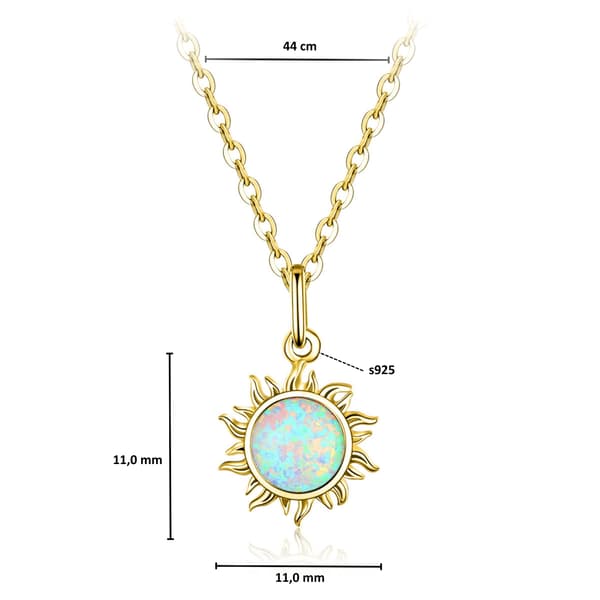 Silverhalsband, förgyllt, solopal, 925 silver, justerbart