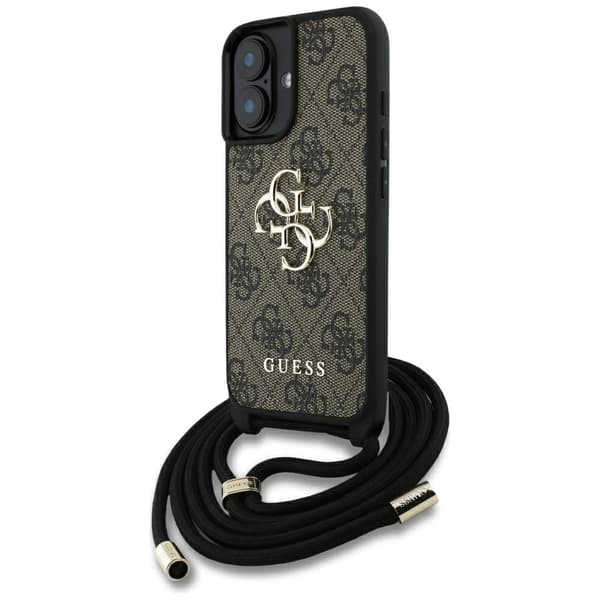 Guess 4G Stort Logo Snorrem Crossbody-etui til iPhone 16 Plus Brun