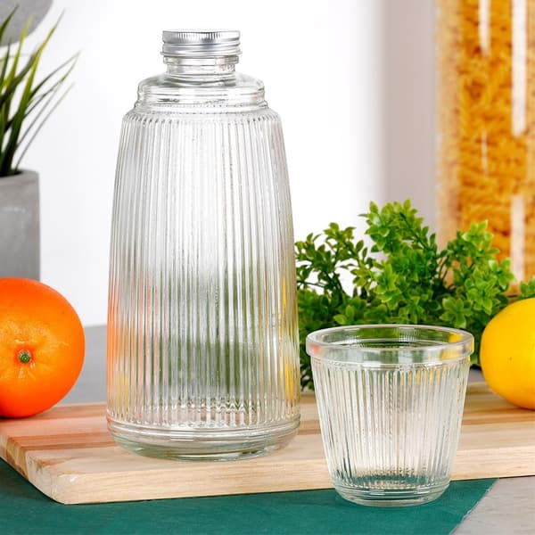 Glas karaff med glas, 1 l + 220 ml, 2 st