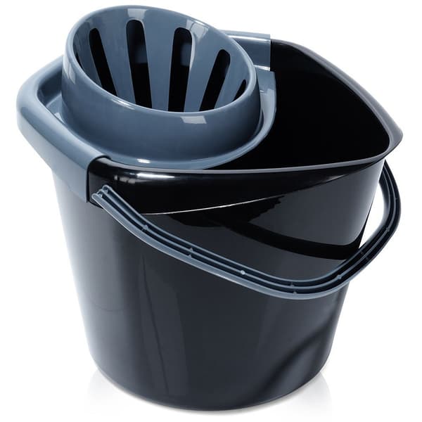 Moppespand med vringeklemme plastik sort 14 l