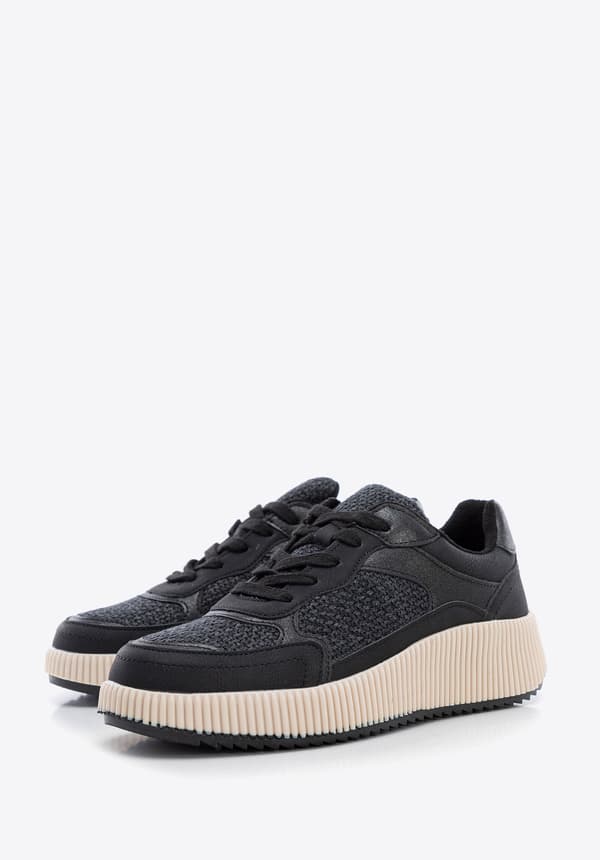 Wittchen dame sneakers på en tyk platform sort sort eco-læder