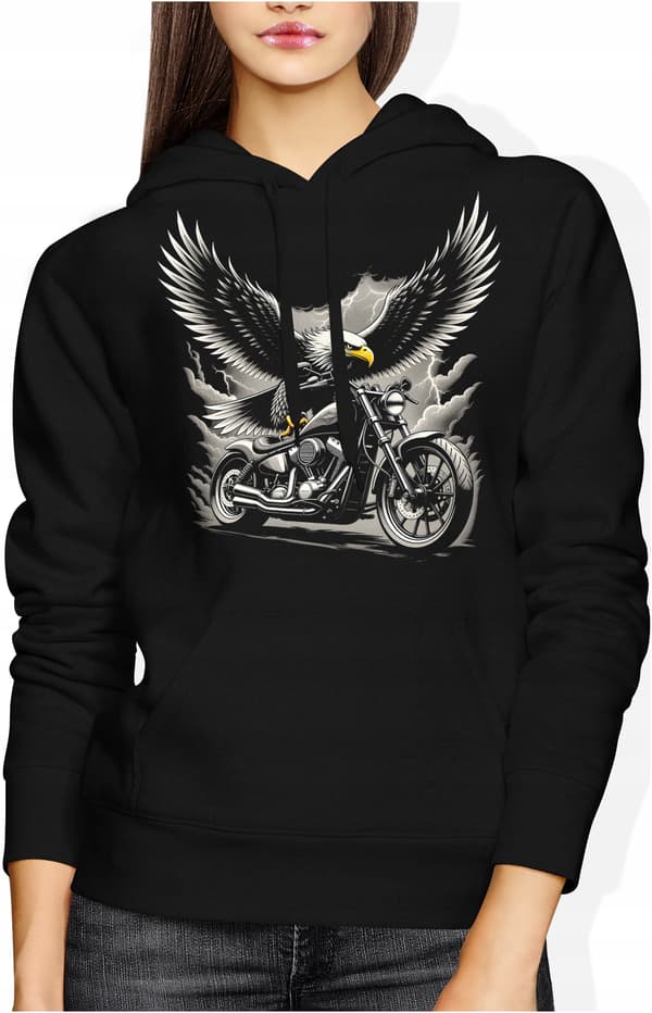 Naisten collegepaita Motorcycle Chopper Eagle Freedom Road Passion -kuviolla, moottoripyöräilijä XXL