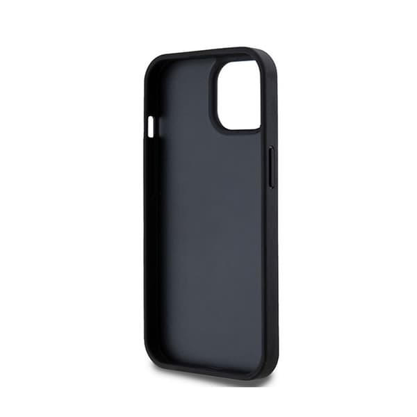 DKNY Læder Ternet Mono Mønster & Trykte Striber - iPhone 15 Plus / 14 Plus Etui (Sort)
