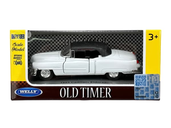 WELLY OLD TIMER 1953 CADILLAC ELDORADO VALKOINEN KATOLLA 1:34 42356