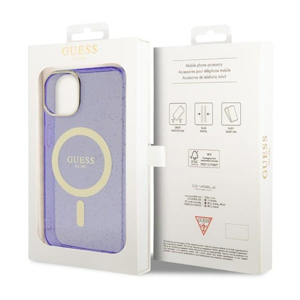 Guess Glitter Gold MagSafe - iPhone 14 Plus cover (lilla)