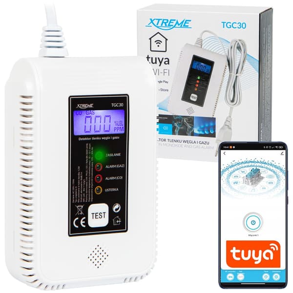 Blåsdetektor kolmonoxid- och gassensor TGC30 WIFI TUYA