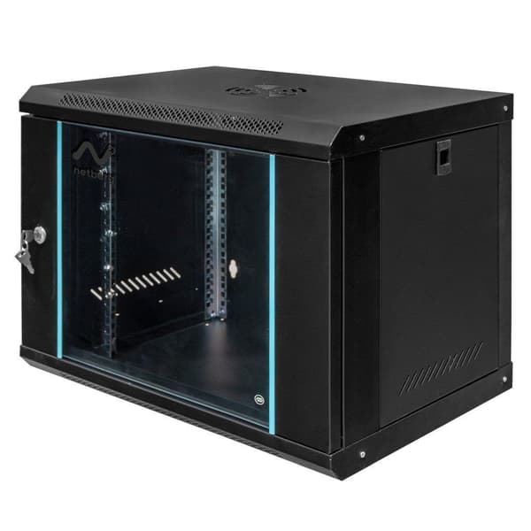Netberg 19" 9U 450x600x400 väggmonterad rack svart