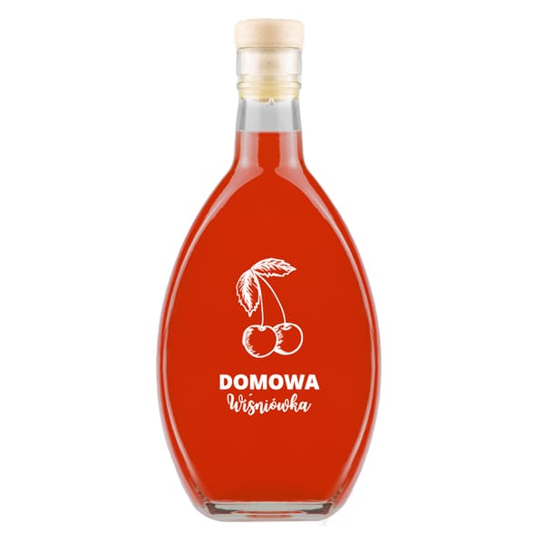 ELIPSA-pullo 500 ml, jossa on KOTITEKOINEN KIRSSIKKAVODKA-painatus