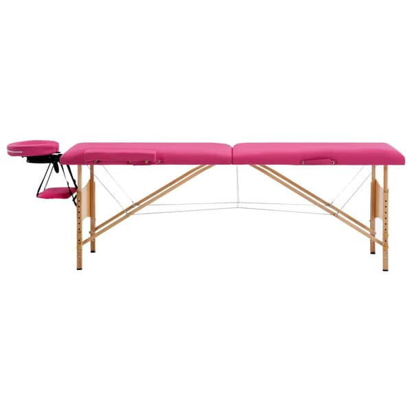 vidaXL foldbart massagebord 2-zoner træ pink