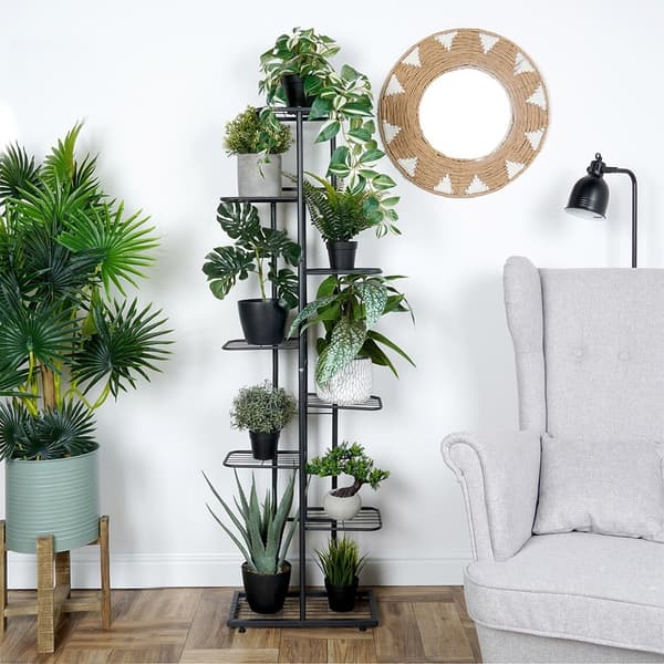 Blomsterstand metal sort 8-niveauer 142 cm