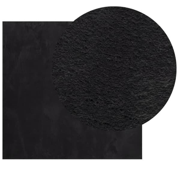 vidaXL HUARTE tæppe, kort luv, sort, 120x120 cm
